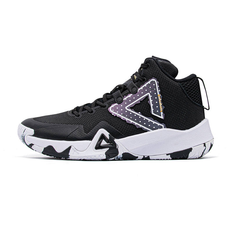PEAK Fabric Slip Resistant Abrasion Resistant Slip Resistant Abrasion Resistant High top Basketball Shoes Men's Black