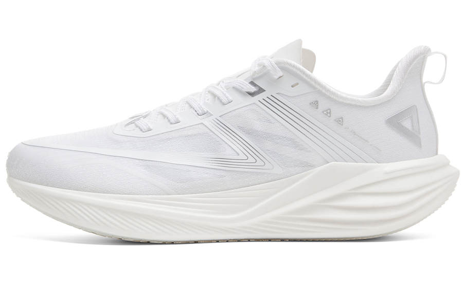 PEAK Cushioning Rebound Anti Rollover Low top Racing Running Shoes Men's All White