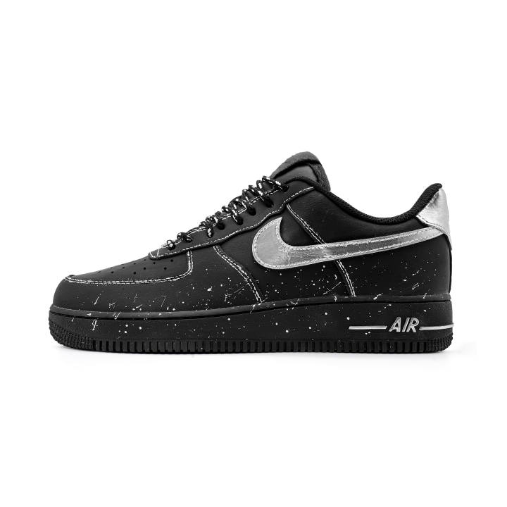 Nike Nike Air Force 1 Low top Skateboard Shoes Unisex Black Silver