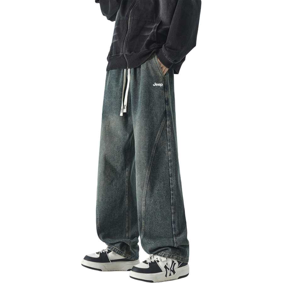 Jeep Lifestyle Jeans Unisex Thickened And Fleece Lined Straight Fit Pants