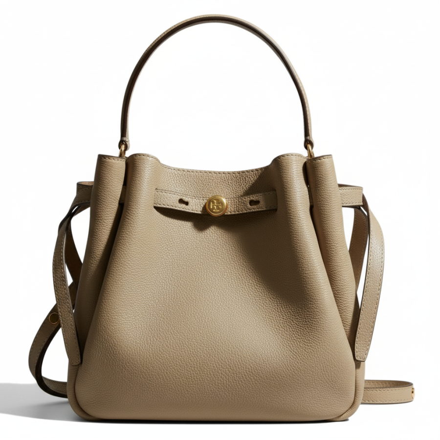 TORY BURCH Romy Cow Leather Shoulder Bag Women's Soft Gray