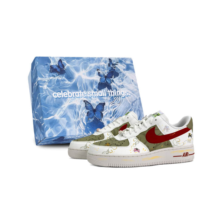 Nike Nike Air Force 1 Breathable Low top Skateboard Shoes Women's Red Green White