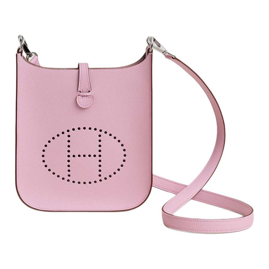 HERMES Evelyne Epsom Leather Shoulder Bag 16 Women's X9 Mauve Sylvestre Mallow Purple & Forest Purple