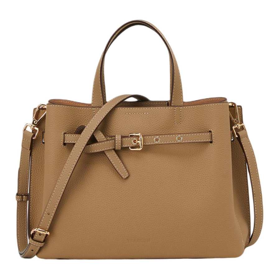 YEARCON Cow Leather With Microfiber Synthetic Leather Tote Handbag Women's Khaki