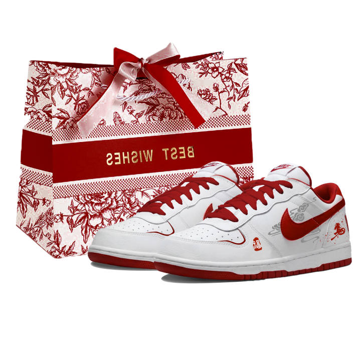 Nike Nike Big Lingyun Blessing Trail Abrasion Resistant Abrasion Resistant Low top Skateboard Shoes Unisex White Red
