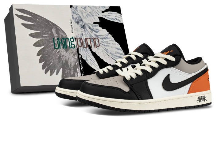 Jordan Jordan Leather Coverage Low top Skateboard Shoes Unisex Black Gray Orange