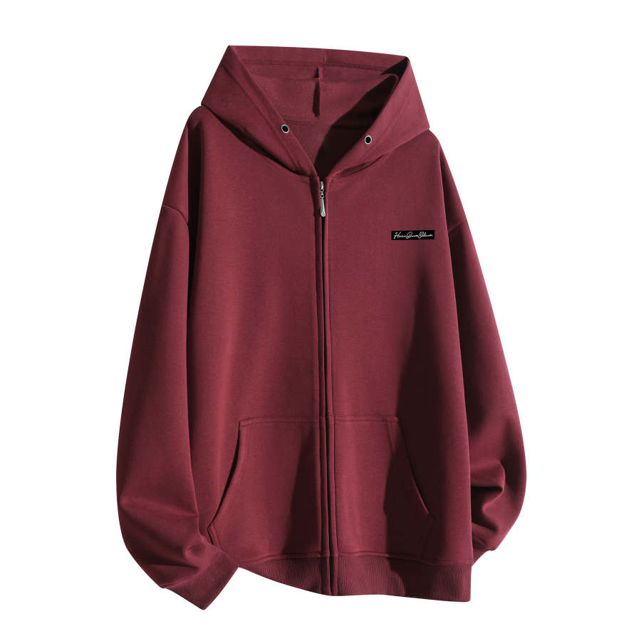 HUANQIU Sweatshirts Unisex Hooded Moderate Cardigan
