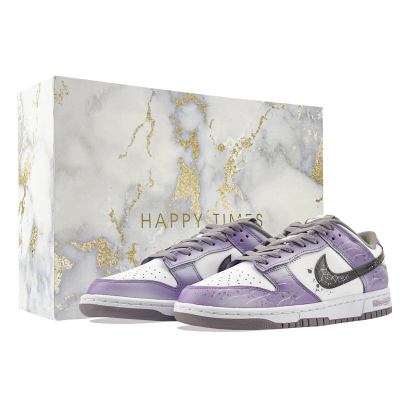 Nike Nike Dunk Purple Snow Era Mark Cushioning Abrasion Resistant Slip Resistant Low top Skateboard Shoes Men's White Purple