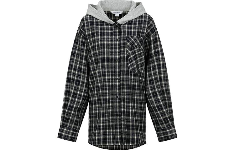 URBAN REVIVO Shirts Women's Ink Blue Plaid Moderate Mock Two Piece
