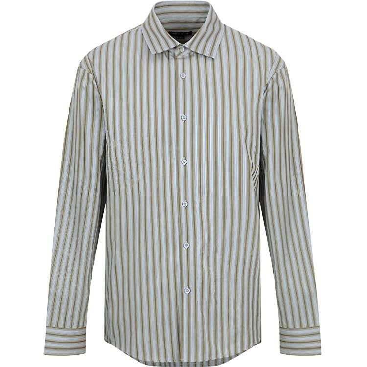URBAN REVIVO Shirts Men's Medium Gray Blue Stripes Lapel Thin Shirt