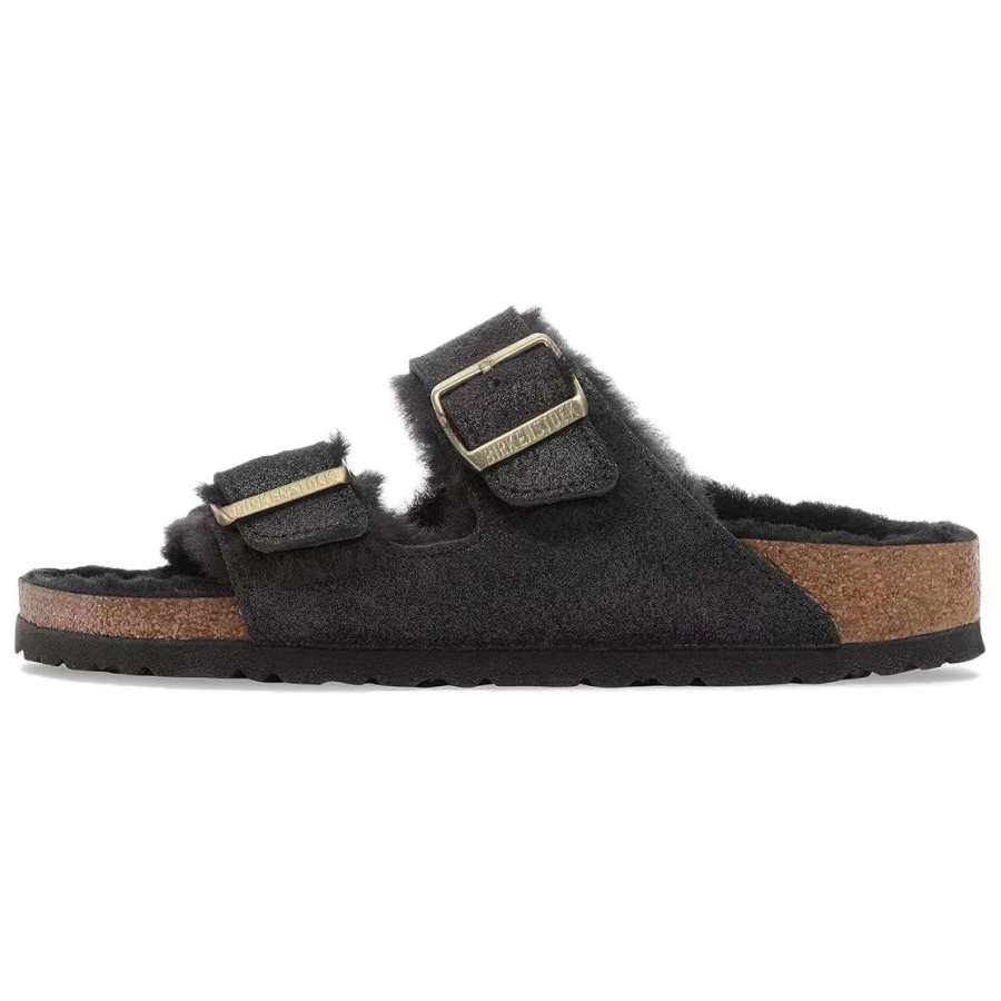 Birkenstock Arizona Shearling Birkenstock Shoes Women's Black Narrow