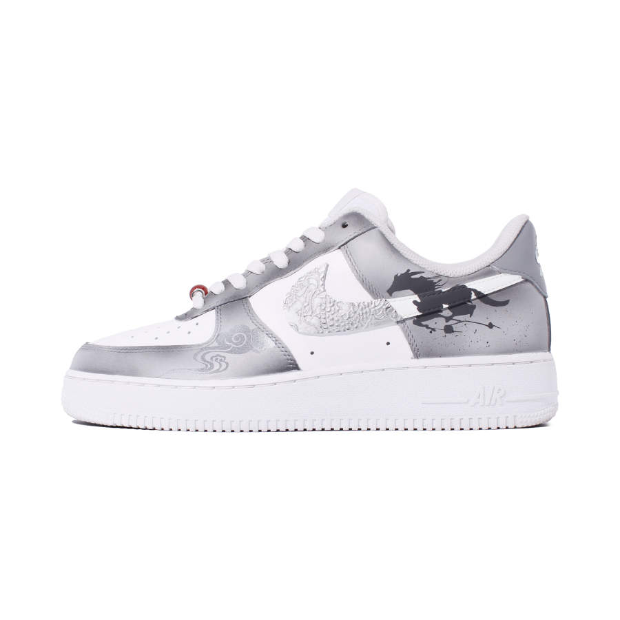 Nike Nike Air Force 1 LE Slip Resistant Abrasion Resistant Low top Kids' Skateboarding Shoes White Gray Teenagers