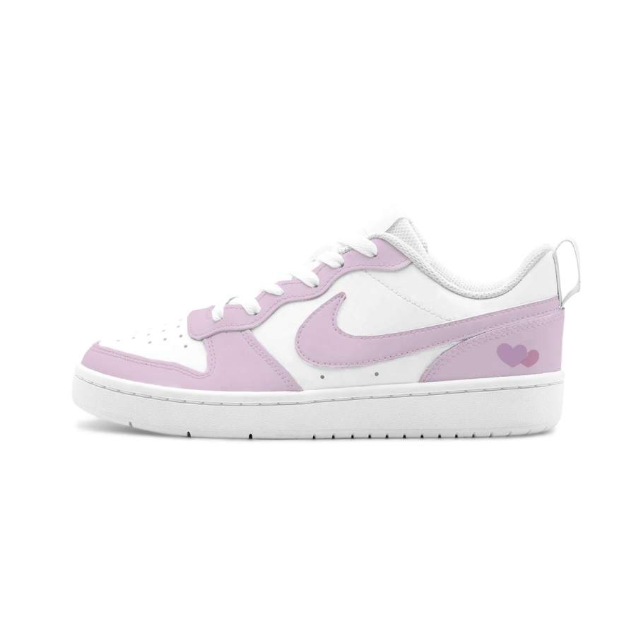 Nike Nike Court Borough Childlike Heart, Pink Heart Sweet Dream Leather Slip Resistant Cushioning Abrasion Resistant Low top