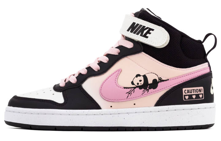 Nike Nike Court Borough 2 Leather Mid top Kids' Skateboarding Shoes Black White Pink Unisex