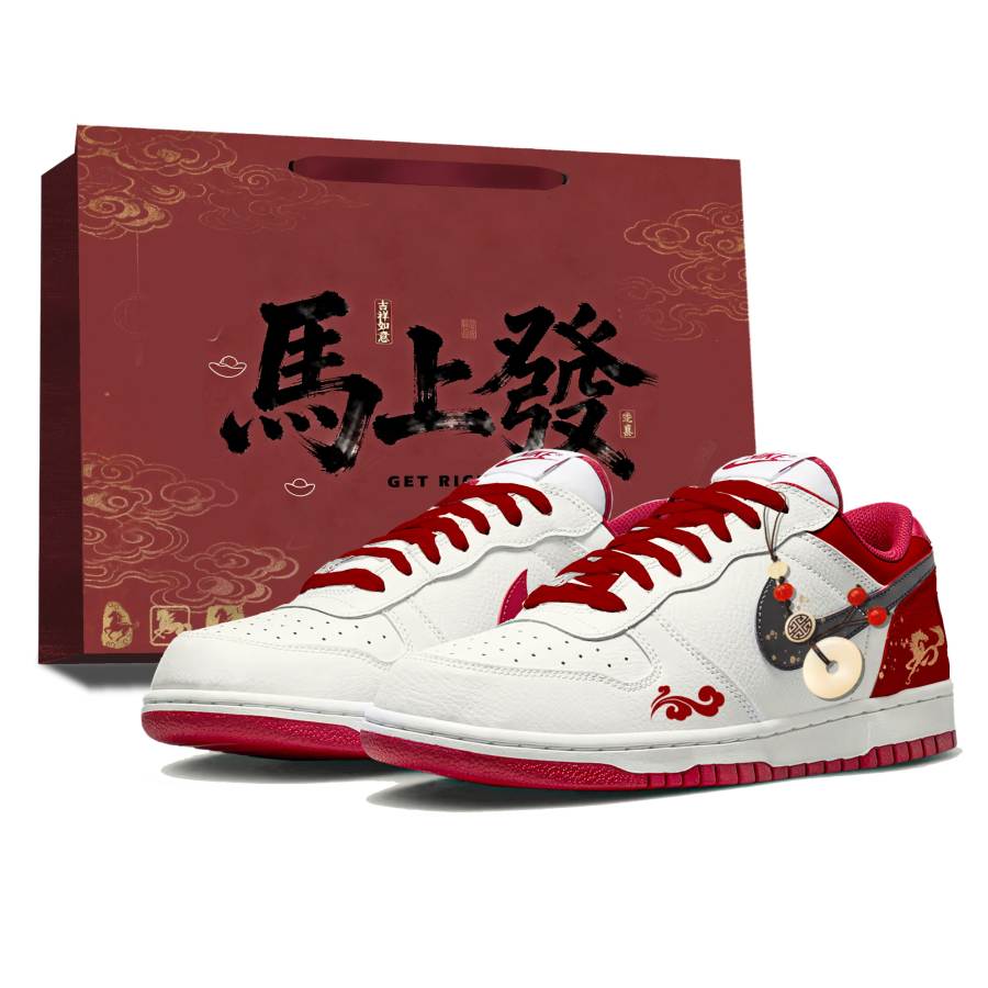 Nike Nike Big Leaping Ahead Abrasion Resistant Low top Skateboard Shoes Men's Red White