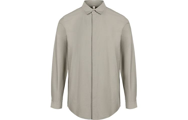 URBAN REVIVO Shirts Men's Dark Khaki Lapel Thin Shirt