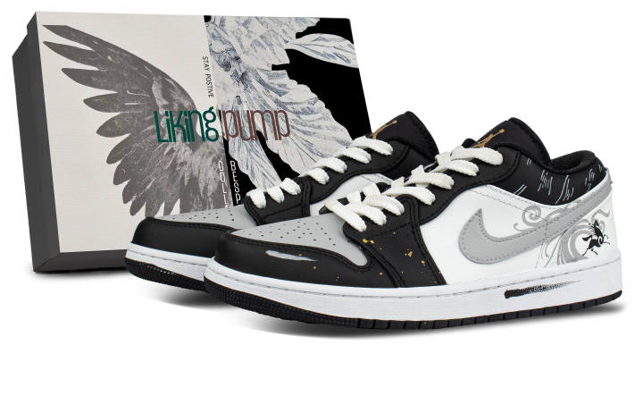 Jordan Jordan Leather Low top Skateboard Shoes Unisex Black White Gray