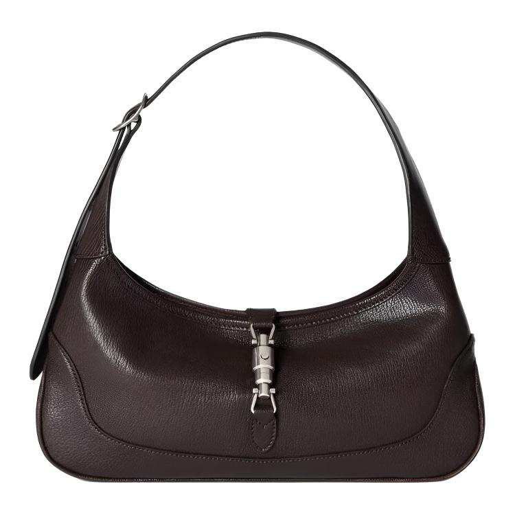 GUCCI Jackie Leather Shoulder Bag Small Women's Dark Brown