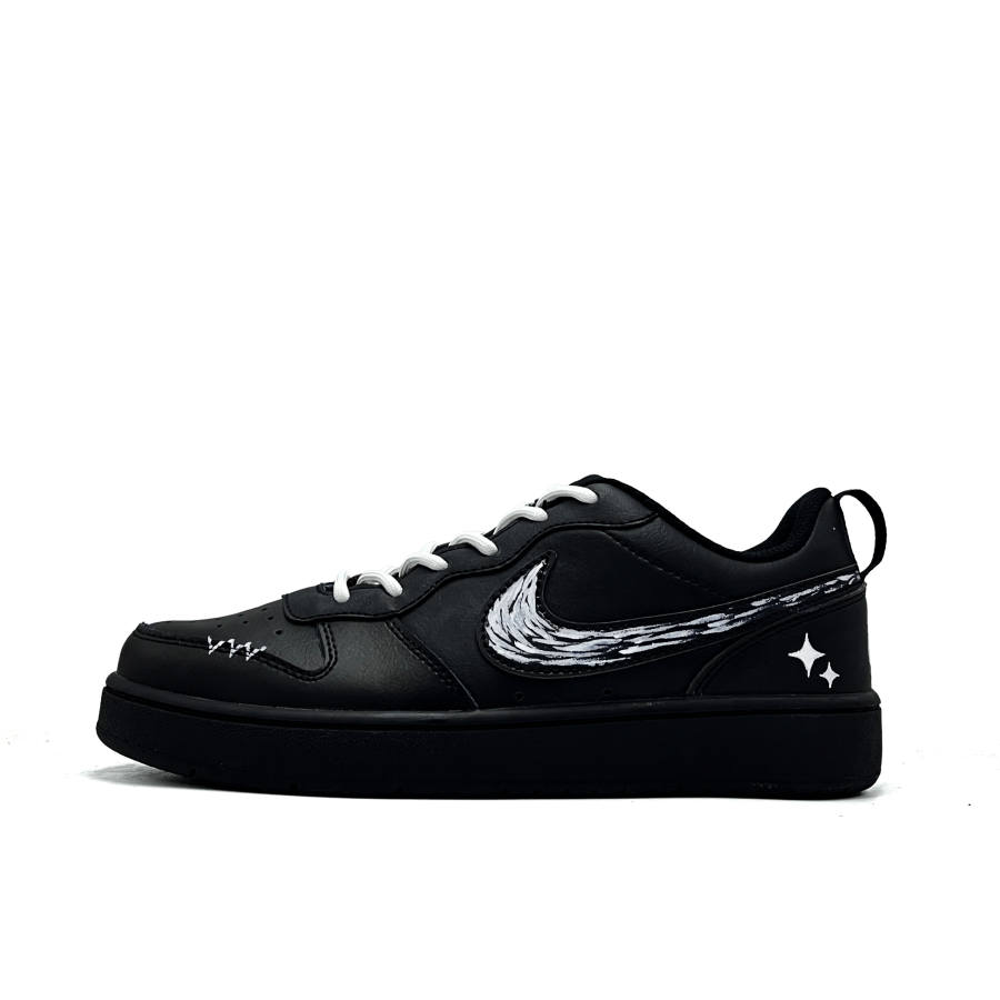 Nike Nike Court Borough Star Resume Leather Slip Resistant Low top Kids' Skateboarding Shoes Black White Teenagers