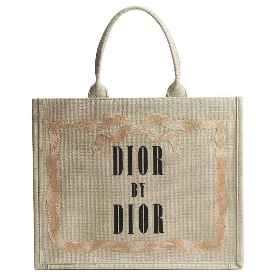 DIOR BookTote Cotton Tote Bag, Shopping Bag, Handbag Large Women's Beige & Pink