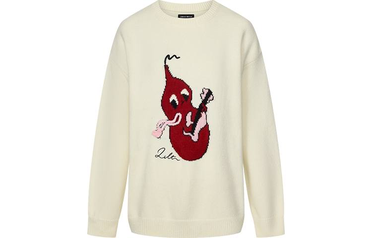 URBAN REVIVO Knitwear Women's Ivory White Crew Neck Moderate