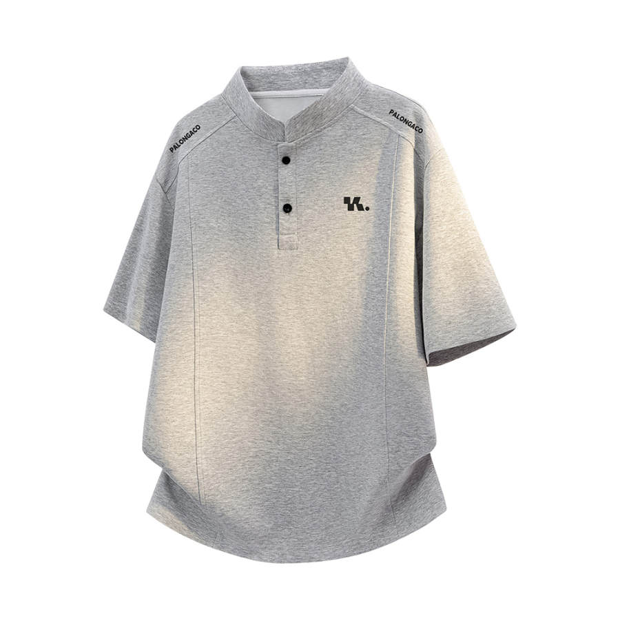 PAL ONGACO T Shirts Unisex Henry Collar Thin Straight Fit