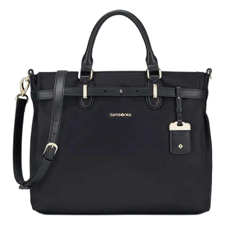 SAMSONITE Fabric With Cow Leather And Synthetic Leather Briefcase Women's Black