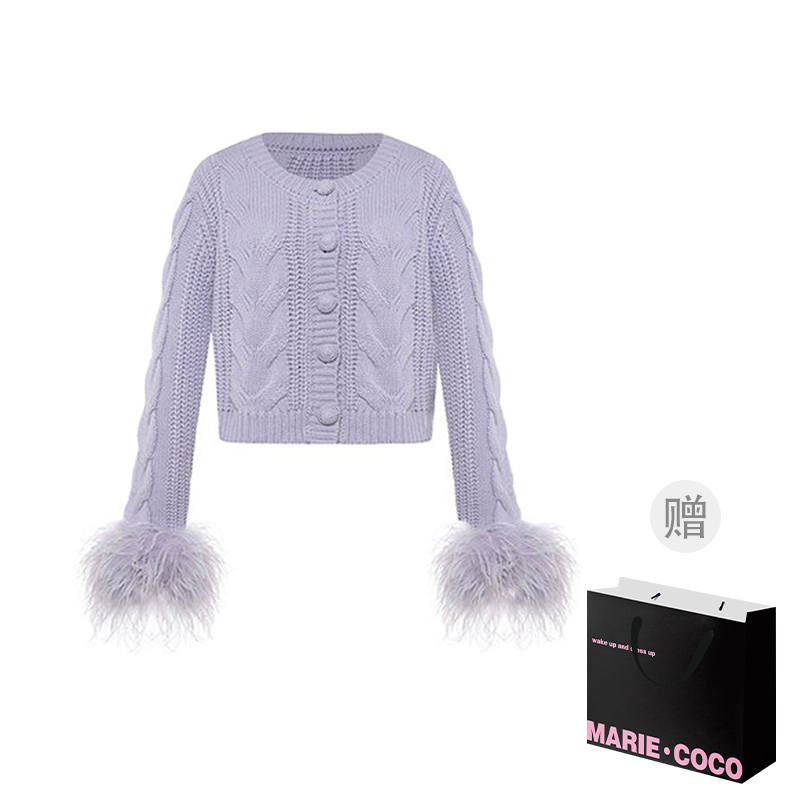 MARIE·COCO Knitwear Women's Purple Cardigan Crew Neck Moderate Cardigan