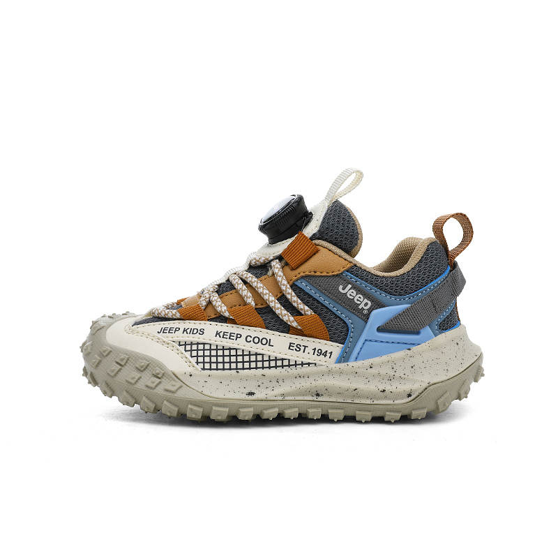 Jeep Synthetic Leather, Textile Anti Kick, Abrasion Resistant, Breathable, Slip Resistant Low top Kids' Outdoor Shoes