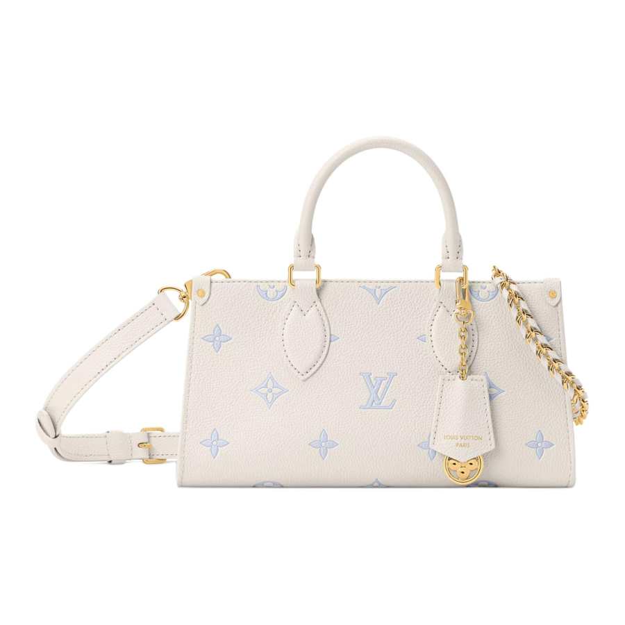 LOUIS VUITTON ONTHEGO EAST WEST Cow Leather Shoulder Bag, Crossbody Bag, Handbag Women's White & Blue