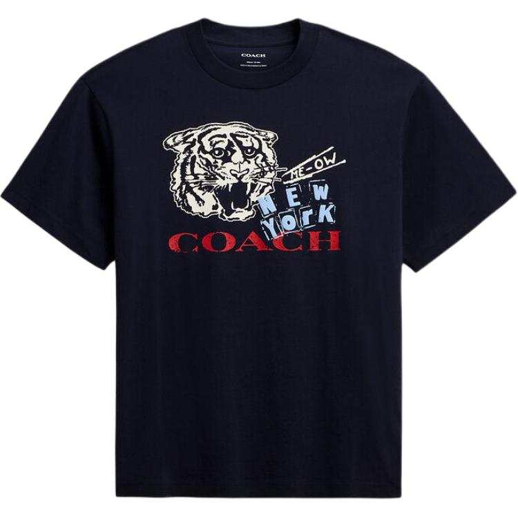 COACH T Shirts Men's Navy Crew Neck Moderate