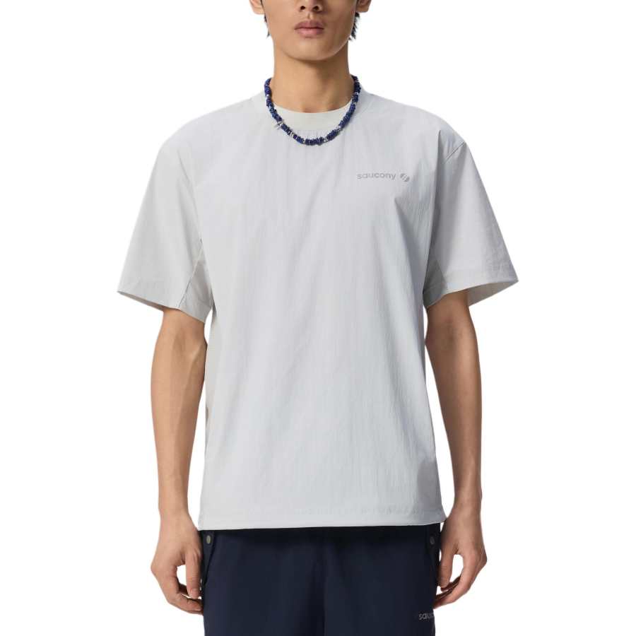 Saucony T Shirts Unisex Aluminum Alloy Gray Crew Neck Moderate
