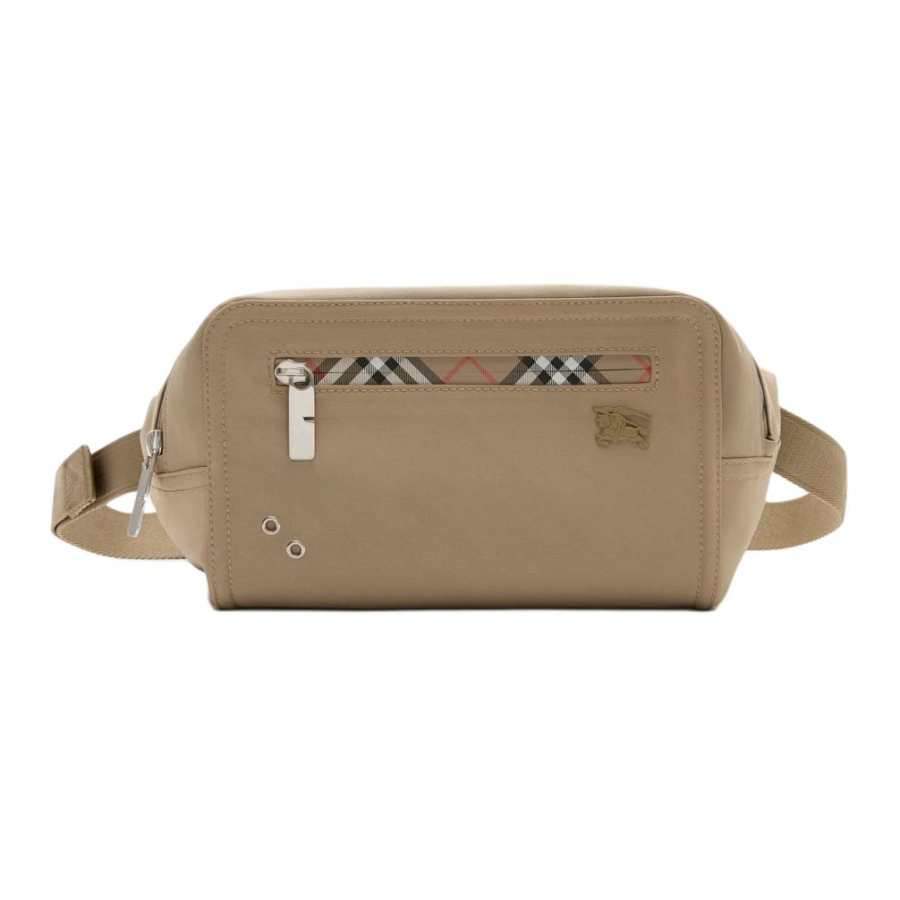 Burberry Polyester Fanny Pack Men's Gray Umber Beige