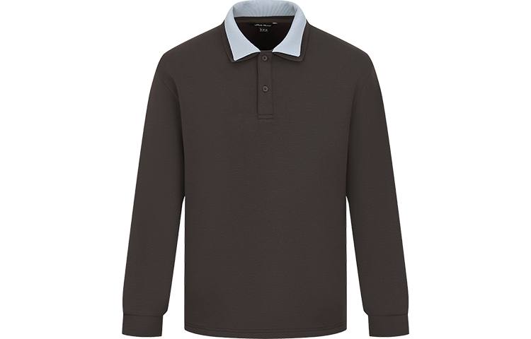 URBAN REVIVO Polo Shirts Men's Dark Red Brown Lapel Moderate