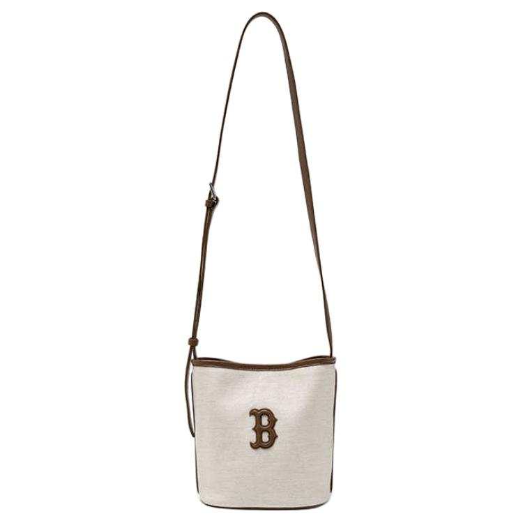 MLB Boston Red Sox Polyester With Cotton Bucket Bag, Shoulder Bag Regular Unisex Brown