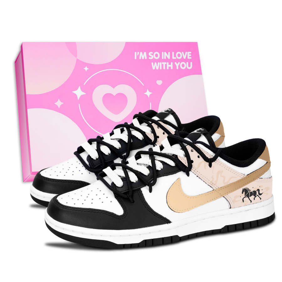Nike Nike Dunk Black White, Warm Brown Junji Leather Slip Resistant Abrasion Resistant Slip Resistant Abrasion Resistant