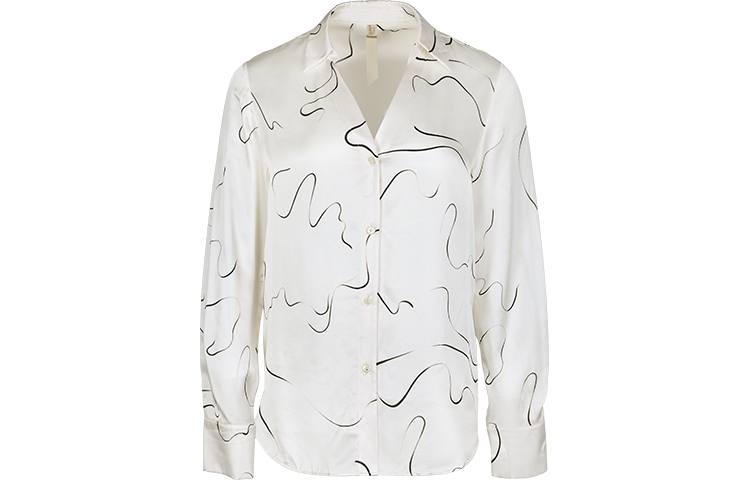 URBAN REVIVO Shirts Women's Ecru Print Lapel Thin Shirt