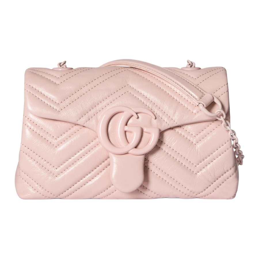 GUCCI GG Marmont Cow Leather Shoulder Bag Mini Women's Pink