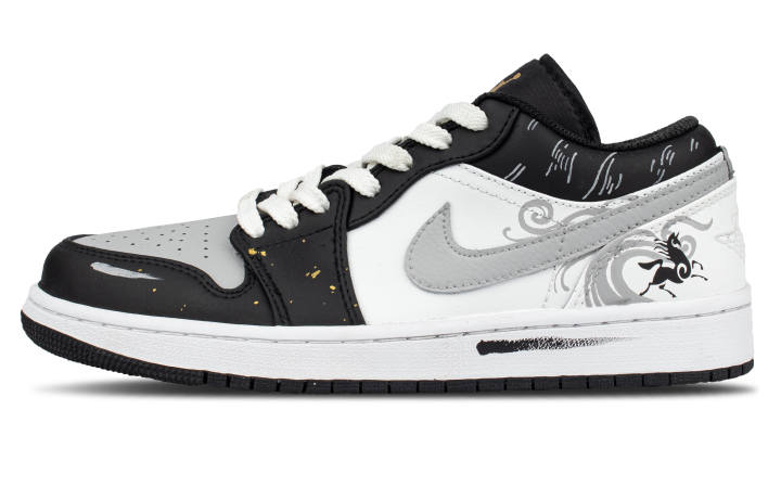 Jordan Jordan Leather Coverage Low top Skateboard Shoes Unisex Black White Gray