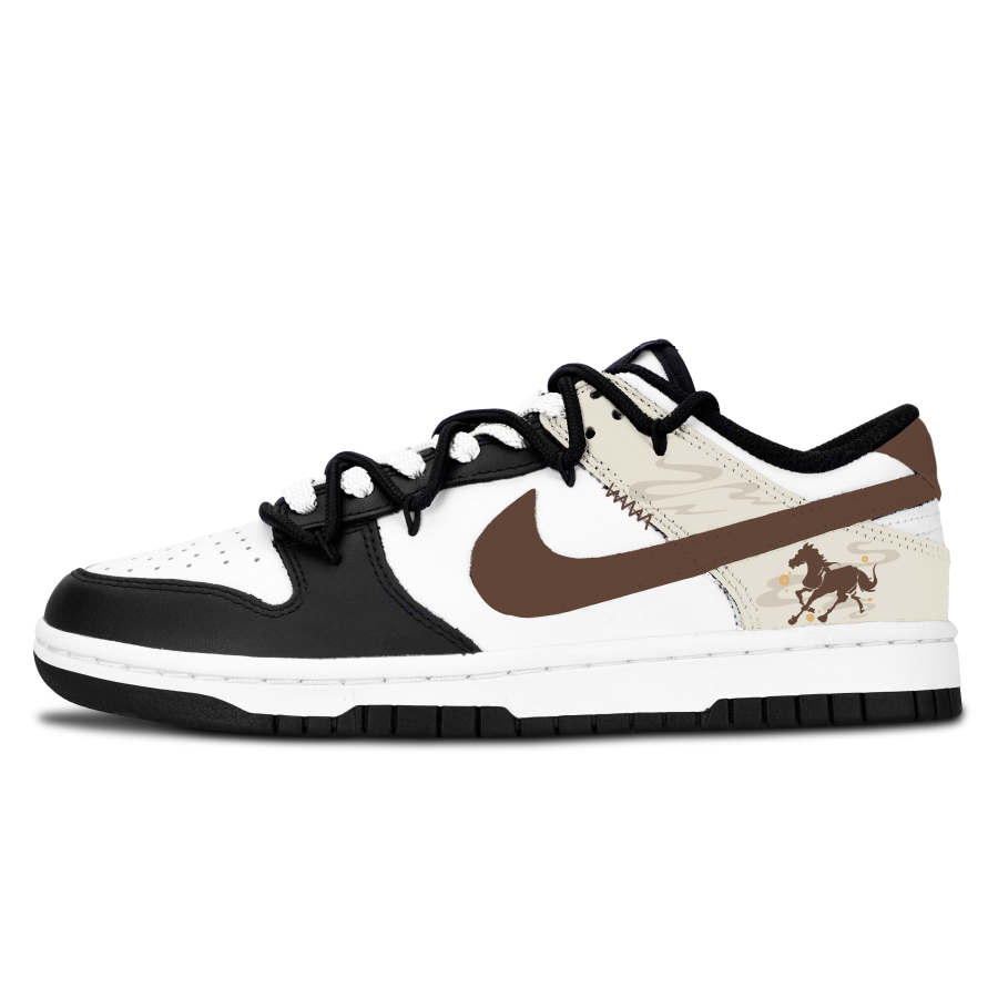 Nike Nike Dunk Black White, Brown Horse Spring Festival Abrasion Resistant Low top Skateboard Shoes Unisex Brown