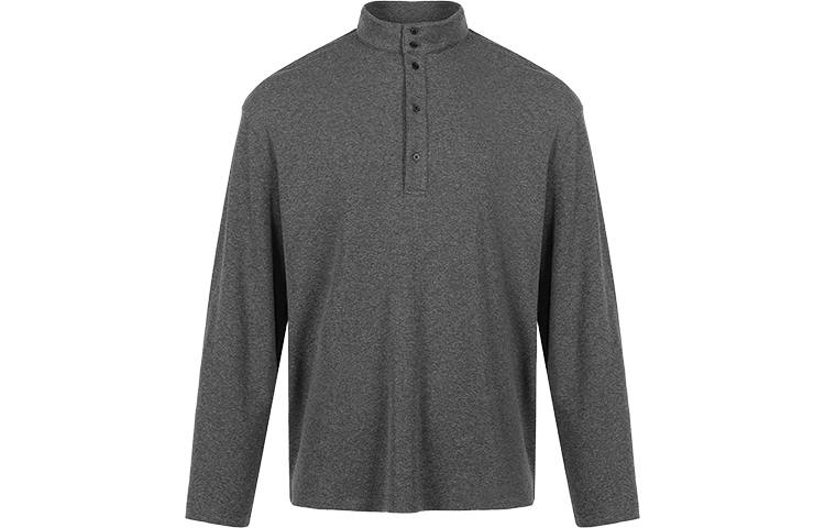 URBAN REVIVO T Shirts Men's Dark Gray Stand Collar Moderate