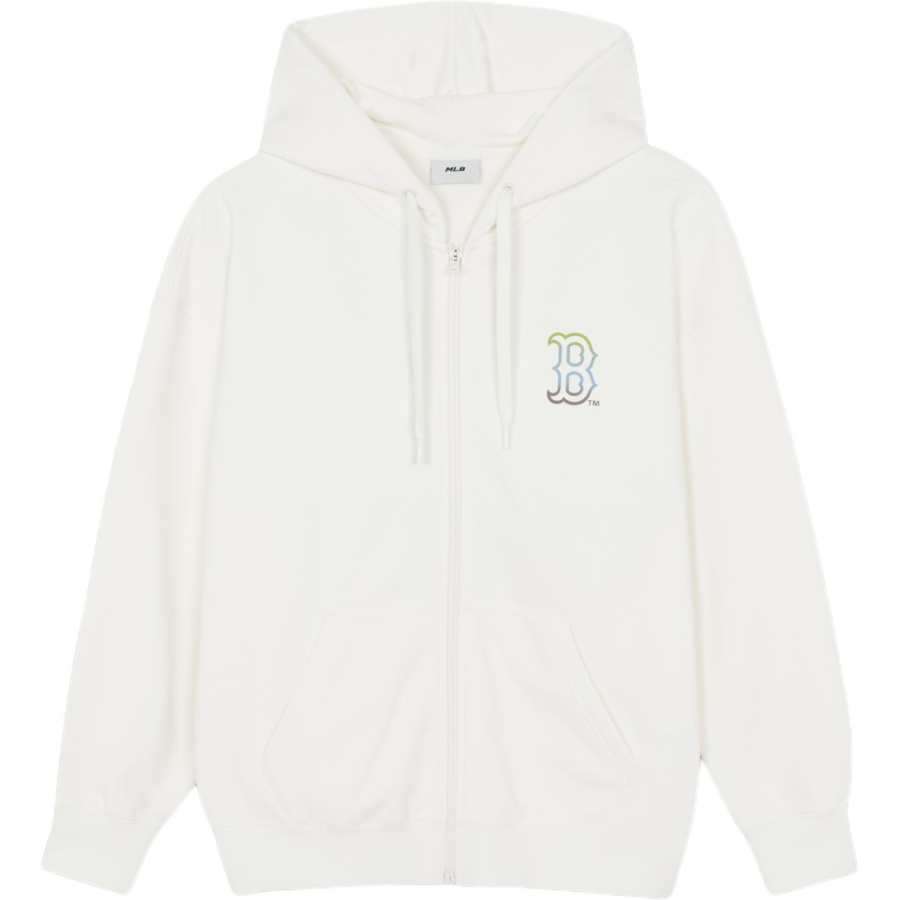 MLB Sweatshirts Unisex Boston Red Sox/Cream Hooded Non Detachable Moderate Cardigan