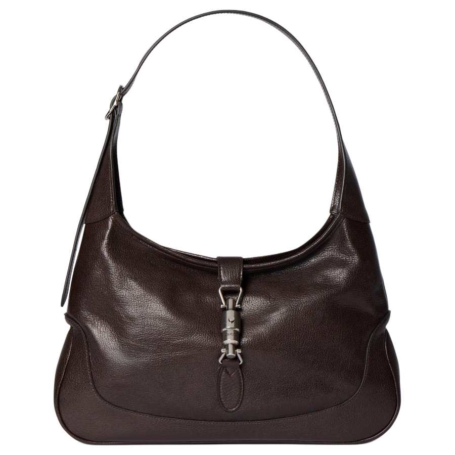 GUCCI Jackie 1961 Grain Leather Shoulder Bag Medium Women's Dark Brown
