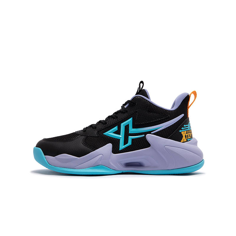 XTEP Wind Hunt Slip Resistant High top Basketball Shoes Black Blue Purple Teenagers