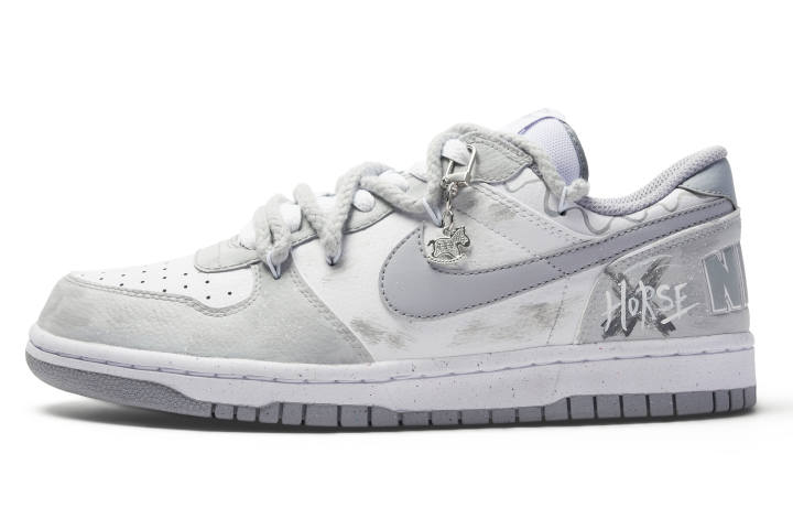 Nike Nike Big Leather Abrasion Resistant Breathable Low top Skateboard Shoes Unisex Gray White