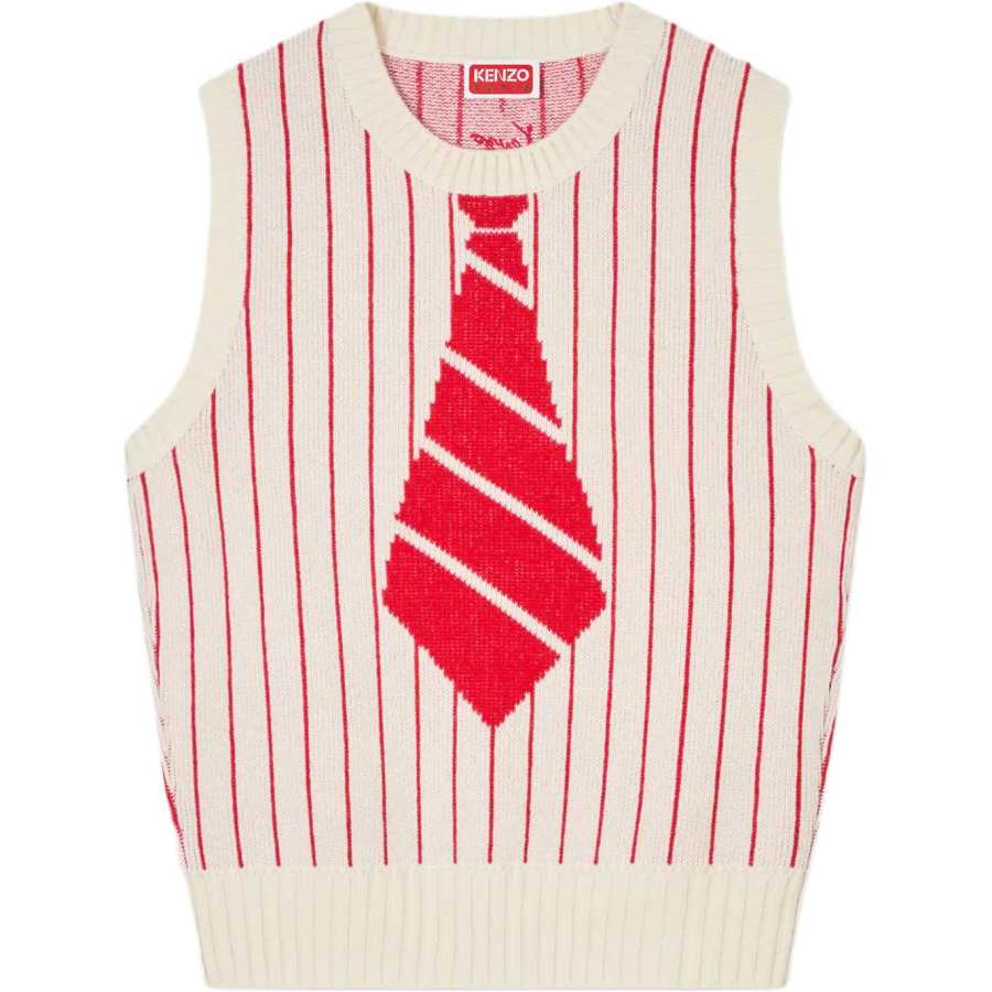 KENZO Tank Tops Men's Ecru Crew Neck Moderate Straight Fit