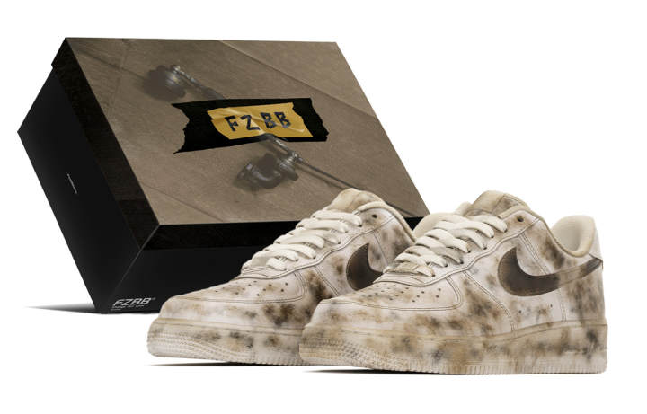 Nike Nike Air Force 1 Box, Graffiti Coverage Thermal Coverage Low top Skateboard Shoes Men's Black White Gray