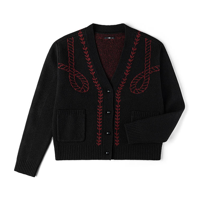 Lee Sweaters Women's Black V Neck Moderate Cardigan