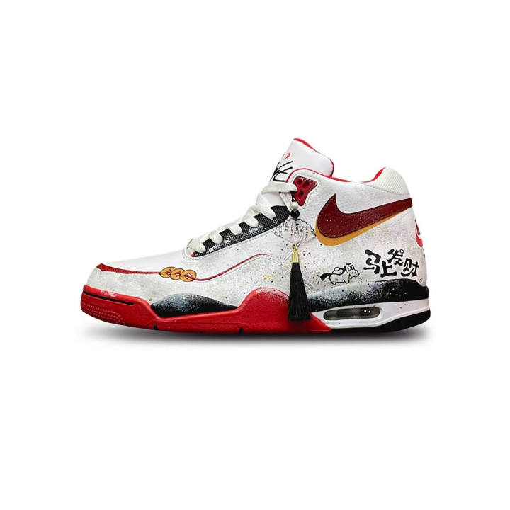 Nike Nike Flight Legacy Tower Rabbit Coexistence Mid top Vintage Basketball Shoes Men's Red White