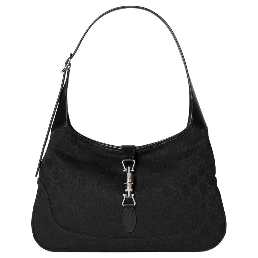 GUCCI Jackie 1961 GG Canvas Shoulder Bag Medium Women's Black